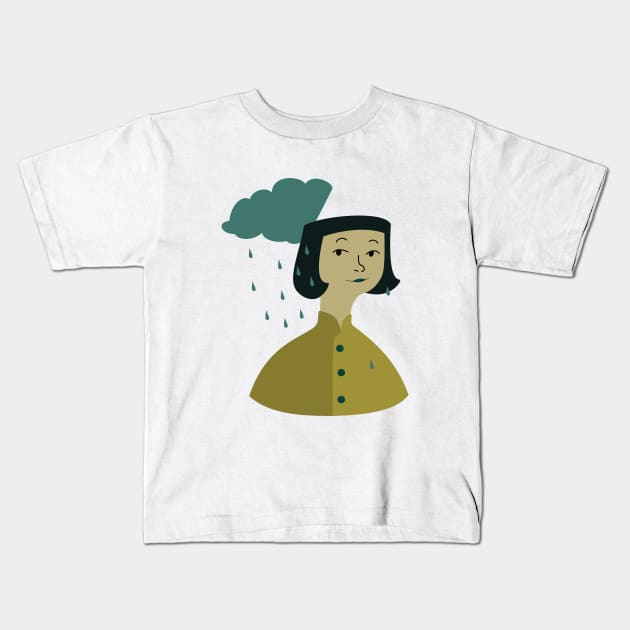 girl who loves rain Kids T-Shirt by Midori